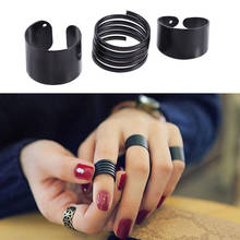 3 шт. модные панковские кольца для женщин кольца черный стек простые кольца на костяшки кольцо на середину пальца набор 2024 - купить недорого