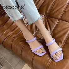 BESCONE Solid Color Concise Women's Slippers Open-toe Fashion Handmade Shoes Summer Special-Shaped Heel Casual Female Shoes EO89 2024 - buy cheap
