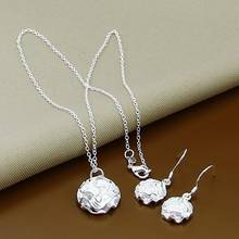New Style 925 Sterling Silver 18 Inch Rose Chain Flower Necklace Earring Set For Women Engagement Party Wedding Fashion Jewelry 2024 - buy cheap