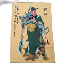 Chinês tecido antigo de seda do tibete th... como pintura pendurada fengshui guan gong 2024 - compre barato