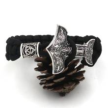 Viking Odin Raven Aegishjalmur Slavic Kolovrat Thor Hammer Mjolnir Men Vikingos Amulet Knot Runes Beads Viking Bracelets Men 2024 - buy cheap