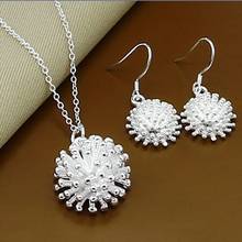 New style 925 sterling silver firework flower necklace earrings ring set popular charm beautiful necklace earrings female jewelr 2024 - buy cheap