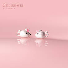 Colusiwei Fashion 925 Sterling Silver Cute Pet Hamster Stud Earrings for Women Pink Ear Mouse Animal Fine Jewelry Kids Girl Gift 2024 - buy cheap