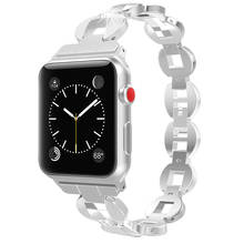 Роскошный металлический ремешок из нержавеющей стали для Apple Watch 38 мм 42 мм 40 мм 44 мм ремешок с драгоценными камнями для iwatch SE 6 5 4 3 2 1 Аксессуары 2024 - купить недорого