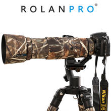 Rolanpro capa de chuva para lentes, capa protetora à prova d'água de camuflagem para lentes de nikon 10-200mm f/500 e ed vr 2024 - compre barato