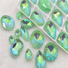Grânulos de decoração de jóias para needlework vidro pintback pedras luz verde mocha ab oval lágrima redonda 2024 - compre barato