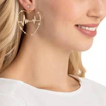 Novelty Design Rhinestone Alloy Heart Dangle Earrings For Women Fashion Jewelry Trendy Statement Earrings Accessories 2024 - buy cheap