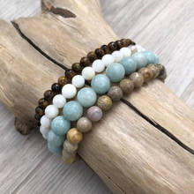 Conjunto de pulseras apilables para hombres, pulseras de ojo de tigre amazonita Mala, conjunto de 4 pulseras de Yoga de pulsera Mala con cuentas, regalo para los hombres 2024 - compra barato