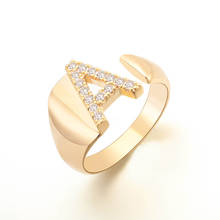 HQD регулируемое Открытое кольцо на палец золотистое серебристое циркониевое кристаллическое инициальное кольцо для женщин 2021 новые модные ювелирные изделия 2024 - купить недорого