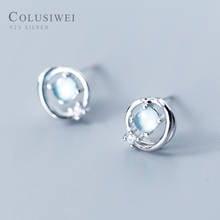 Colusiwei Blue Planet 925 Sterling Silver Stud Earrings for Girls Fashion Shiny CZ Ear Studs Jewelry 925 Sterling Silver Bijoux 2024 - buy cheap