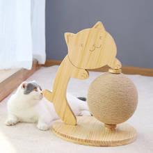 Bola de madeira para gatos, brinquedo giratório para escalar e arranhar, para gatos, móveis para gatos 2024 - compre barato