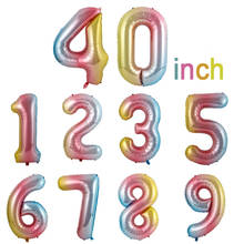 40inch Iridescent Rainbow Color Number Foil Balloons Birthday Wedding Party Decoration Digital Balloon Number Air Ballon Globos 2024 - buy cheap