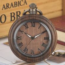 Retro Ebony Wood Quartz Pocket Roman Literal Round Dial Luxury Luminous Needle Wooden Clock Art Collectibles Relojes De Bolsillo 2024 - buy cheap