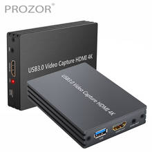 PROZOR-tarjeta de captura USB 3,0, 1080P, 4k, HDMI, compatible con USB 3,0, tarjeta de captura de videojuegos en vivo, micrófono con bucle 2024 - compra barato