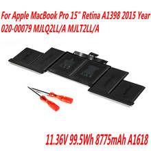 Высококачественный аккумулятор A1618 для ноутбука Apple MacBook Pro, 15 дюймов, Retina, A1398, 2015 год, 020-00079, MJLQ2LL/A, MJLT2LL/A, с инструментами 2024 - купить недорого