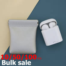 10 50 100 Pcs/lot Wholesale Bulk Earbuds Pouch Solid Pu Leather Coin Purse Small Wallet Earphone Bag Card Holder Women Men Gift 2024 - купить недорого