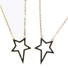 top quality uneven star black cz star outline elegant fashion jewelry  latest design fine 925 sterling silver women necklace 2024 - buy cheap