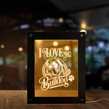 I Love My Bulldog 3D illusion Handmade Acrylic Night Light Custom Photo Frame With LED Lighting Personalized Wood Picture Frame 2024 - buy cheap