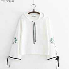 Women's Harajuku Embroidered Hoodie Loose Simple Casual Lace Up Sweatshirt 2020 New Sweet Style Long Sleeve Pullovers 2024 - buy cheap