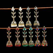 Retro Lotus Jhumka Indian Earrings For Women Ethnic Gypsy Afghan Gold Color Bell Beads Tassel Earrings Jewelry Bijoux 2024 - buy cheap