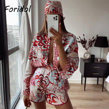 Foridol Print Red Shorts Set Women Vintage Beach  Red Pant Sets Suits Wide Leg Two Pieces Matching Set Female Clothing 2024 - buy cheap