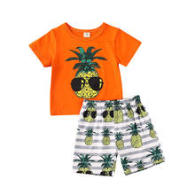 0-3Y Summer Causal Infant Baby Boys Clothes Sets Cartoon Print Short Sleeve T Shirts Tops+Beach Shorts 2024 - buy cheap