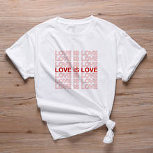 Love Is Love, футболка на День святого Валентина, женские футболки с эстетическим слоганом, футболка с надписью Lover Pride, унисекс, винтажные повседневные футболки Топы 2024 - купить недорого