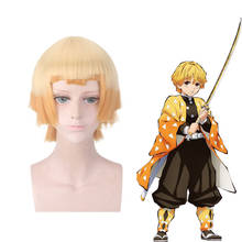 Anime Demon Slayer: Kimetsu no Yaiba Agatsuma Zenitsu cosplay wig Adult man Boys orange short hair wig costumes Halloween Party 2024 - buy cheap