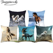 Fuwatacchi Wild Galloping Horse Pillow Case Animals Cushion Covers for Home Bedroom Sofa Chair Decorative Pillow Covers 45*45cm 2024 - buy cheap