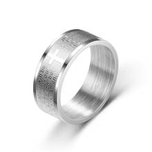 Men's Women's Bible Cross Finger Ring Male Silver Color Stainless Steel Christian Rings for Men Women Religious Jewelry 2021 2024 - buy cheap