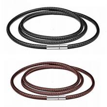 Black Leather Cord Necklace Cord Wax Rope Lace Chain Necklace Stainless Steel Rotary Clasp Necklaces DIY Punk Style Jewelry 2024 - buy cheap