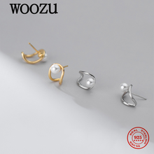 WOOZU Real 925 Sterling Silver Simple Hollow Small Pearl Stud Earrings For Women Party Teen Punk Chic Jewelry Gift Accessories 2024 - buy cheap