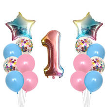 Balões de hélio digital com degradê, 15 peças, para decoração de festas de aniversário, para crianças, 1 2 3 4 5 6 7 8 9st 2024 - compre barato
