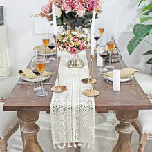 Camino de mesa de encaje hueco Beige con borlas, 100% algodón, decoración de boda, mantel nórdico romántico, cubierta de mesa, cama de café 2024 - compra barato