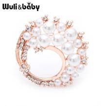 Wuli&baby Simulated Pearl Wreath Flower Brooches Alloy Round Weddings Brooch Pins For Women Gifts 2024 - buy cheap