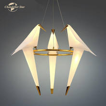 Nordic LED Chandeliers Lighting Postmodern Acrylic Metal Paper Crane Bird Indoor Lights Kitchen Bedroom Living Room Lamp Lustre 2024 - buy cheap