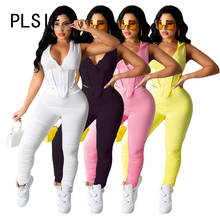 Simple Pure Color Deep V Neck Sleeveless Crop Top And Leggings 2 Pieces Set Sexy Tight Club Tracksuits 2024 - buy cheap