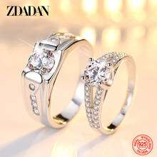 Zdadan 925 prata esterlina moda casal anel feminino masculino jóias de casamento presente de aniversário 2024 - compre barato