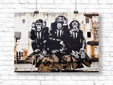 Canvas Printed Modern Banksy Wise Monkeys Poster Home Street Decorative Painting Wall Art Picture Living Room Modular No Frame 2024 - buy cheap