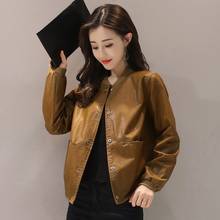 Casual Short Leather Jacket Women Autumn Korean Version Of The Large Size Stand-up Collar PU Leather Jacket Female Fashion Top 2024 - buy cheap