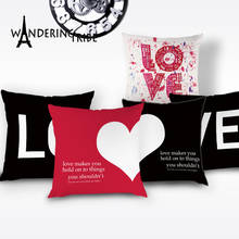 Fundas de almohada para el Día de San Valentín, fundas de cojín de poliéster con estampado de corazón rojo y amor, decoración del hogar, 2020 2024 - compra barato