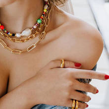 Imitação de pérola colorido grânulos de arroz gargantilha colar para mulheres cor de ouro em camadas colares moda feminina jóias clavícula corrente 2024 - compre barato