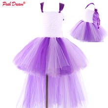 Vestidos de tutú de fiesta con cola para niñas, ropa infantil de tul púrpura y rosa, a la moda, con diseño de unicornio y flores 2024 - compra barato