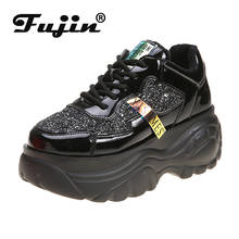 Fujin-zapatillas de deporte con punta redonda para mujer, calzado de deporte con malla cruzada, transpirable, con plataforma, para primavera y otoño, 2021 2024 - compra barato