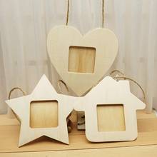 Marco de fotos de madera para el hogar, accesorio colgante con forma de corazón de casa pequeña, cuadro con forma de estrella de cinco puntas, 10 Uds. 2024 - compra barato