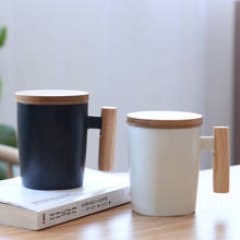 Caneca de café japonesa para viagem, xícara de café de cerâmica com alça de madeira e porcelana com tampa de cerâmica 2024 - compre barato