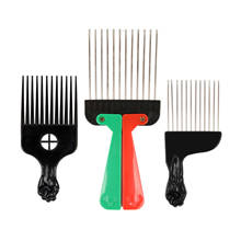 Metal dentes escova de cabelo afro pente para todos os tipos de cabelo africano picareta de metal curly hairdressing estilo ferramenta desembaraçar pente 2024 - compre barato