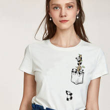 Camiseta feminina estampada de panda kawaii, moda feminina, camiseta, roupas femininas brancas, moda casual 2024 - compre barato