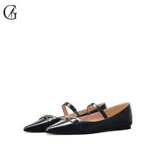 Goxeou sapatos femininos de salto alto, pu, mary jane, preto, metal, botão de metal, confortável, casual, na moda, para escritório, tamanhos 32 a 46 2024 - compre barato