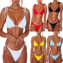 2pcs Sexy Women Summer Swimwear Bikini Set Bra Tie Side G-String Thong Beach Triangle Suit Swimsuit Bathing Suit Swimming Suit 2024 - buy cheap